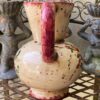 Vintage schenkkan Majolica Aardewerk Gesigneerd 18643 FJ CCE (2) Prachtige bolvormige majolica schenkkan met bloemenmotief – exquisite floral pitcher 20th c.