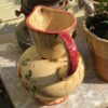 Vintage schenkkan Majolica Aardewerk Gesigneerd 18643 FJ CCE (9) Prachtige bolvormige majolica schenkkan met bloemenmotief – exquisite floral pitcher 20th c.
