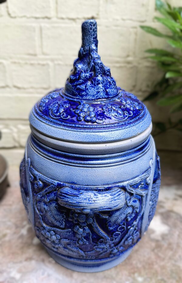 Westerwald cobalt‑blue lidded pot, ca. 1900–1950 (17) Westerwald kobaltblauwe pot met deksel | Westerwald cobalt‑blue lidded pot, ca. 1900–1950