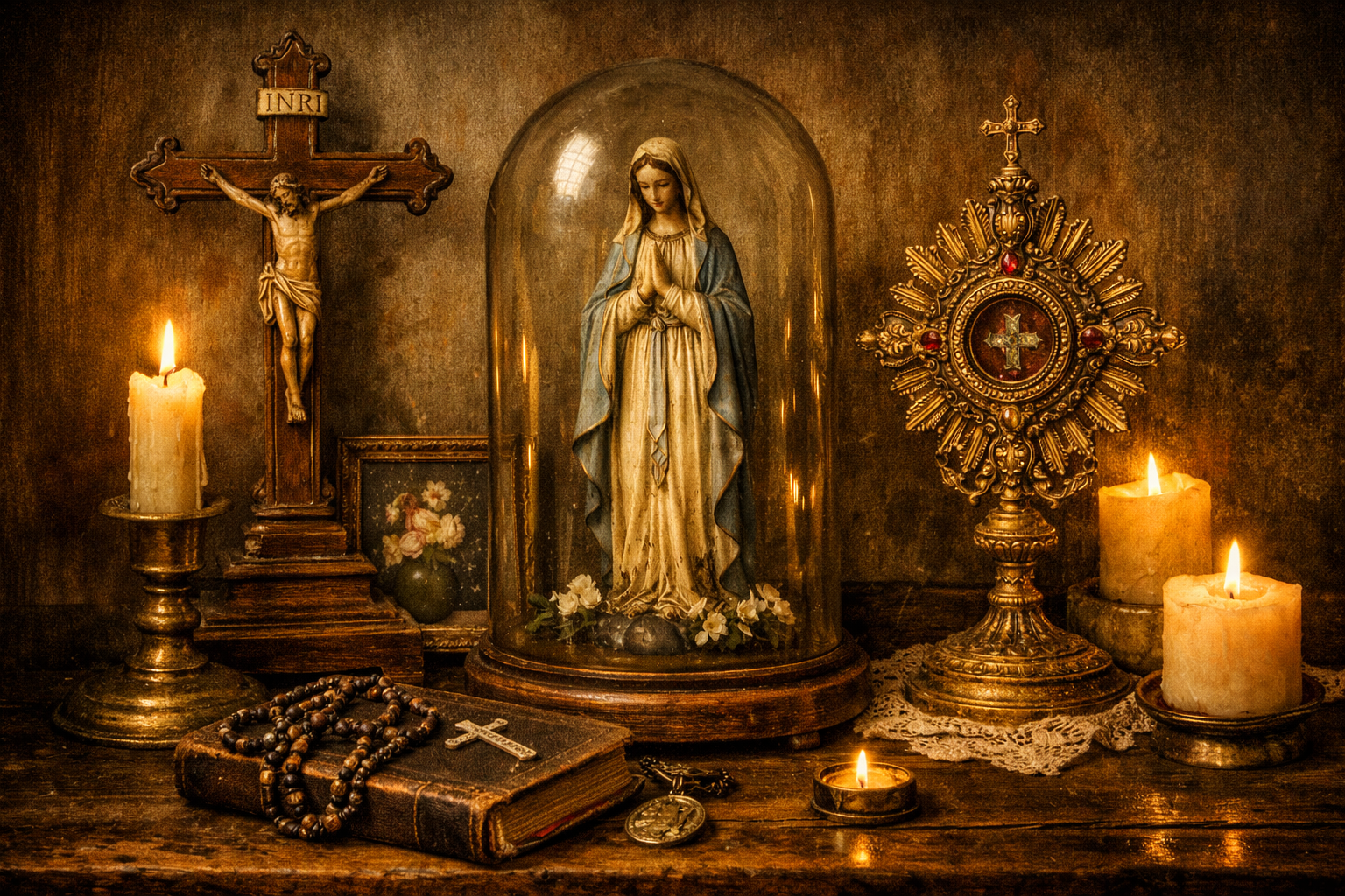 religion-and-devotion Antiek altaarkruis met corpus Christi en Engelen – Begin 20ste eeuw