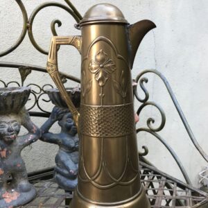 5297879451.jpg Art Nouveau koperen wijnkan – sierlijke florale reliëfs, vroege 20e eeuw
