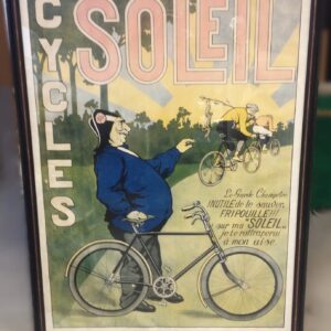 Grote antieke Belgische “Cycles Soleil” litho reclameposter – originele eerste druk