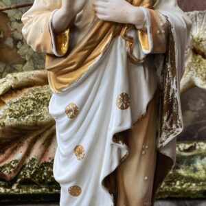 5305510352.jpg Antiek Heilig Hart beeld van Jezus Christus in meerkleurig biscuit, ca. begin 20e eeuw