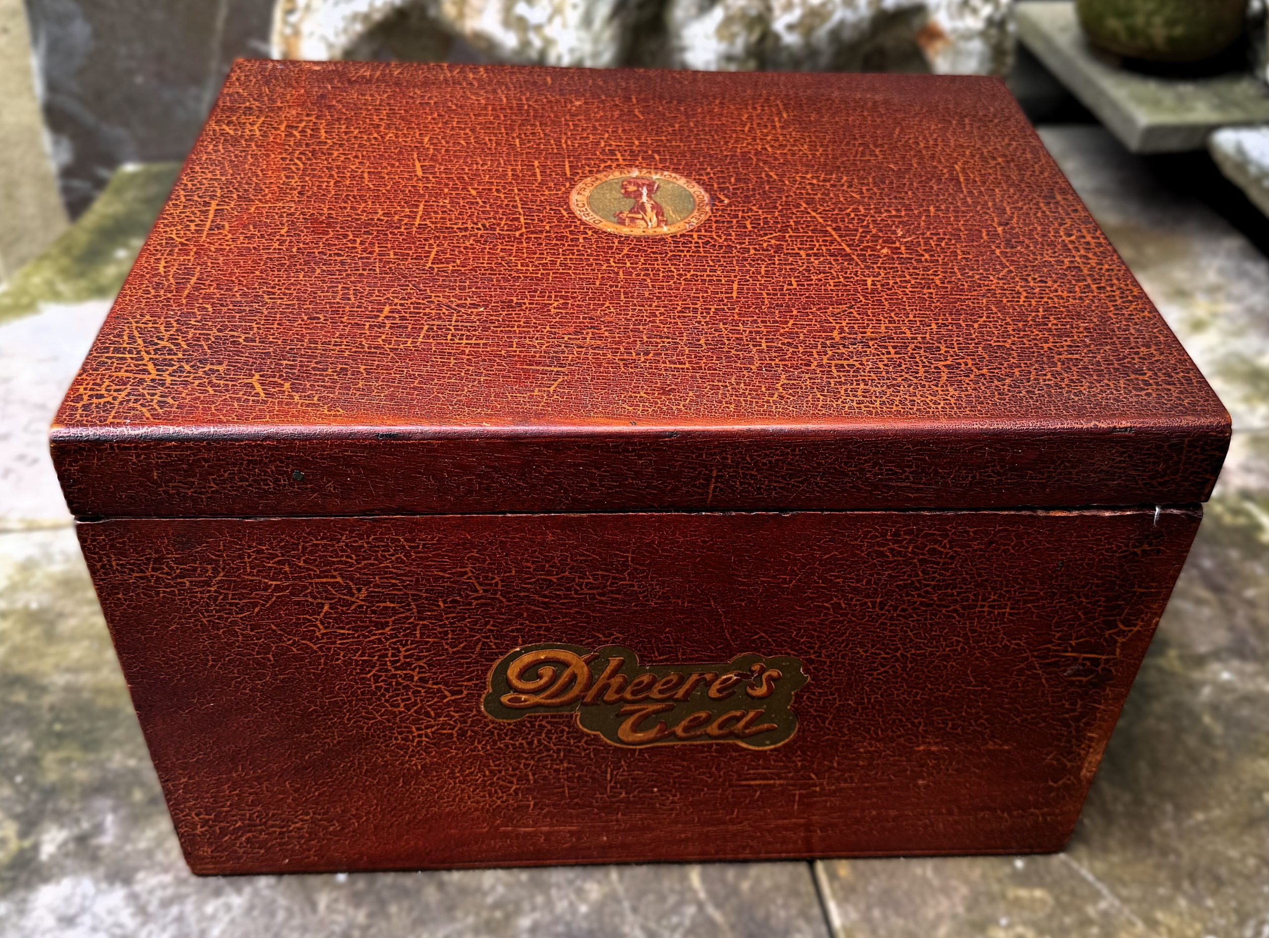 Antieke theeopslagdoos Dheere's Tea