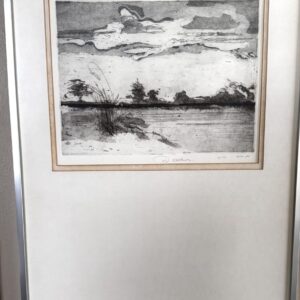 Nov ’81 –Aquatint met stormlandschap en verborgen figuur – vermoedelijk Dodeux (1981, 7/10)