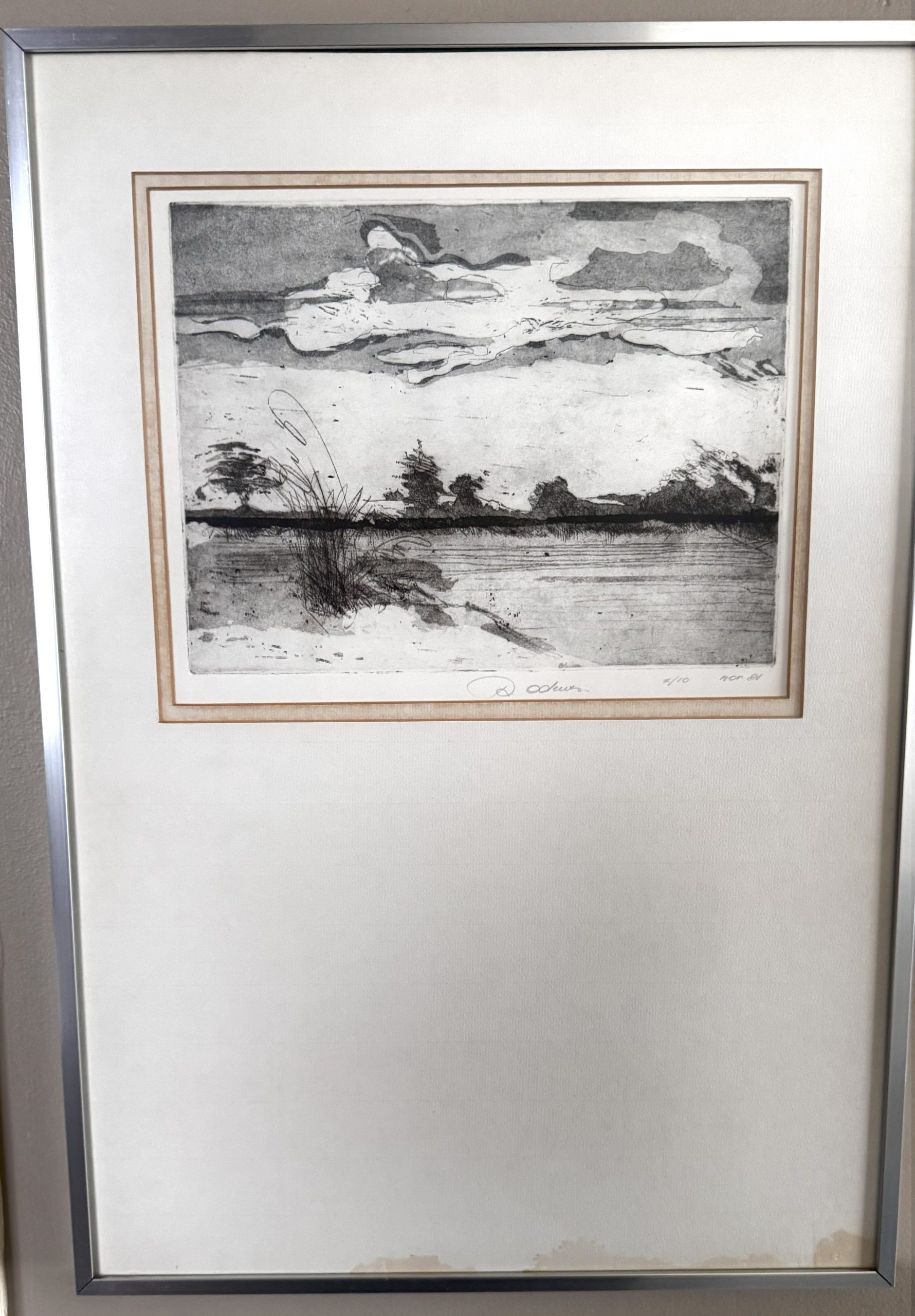 5305512850.jpg Nov ’81 –Aquatint met stormlandschap en verborgen figuur – vermoedelijk Dodeux (1981, 7/10)