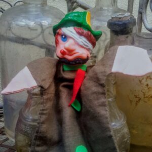 5305513170.jpg Vintage Handpop – Komische Poppenkastfiguur met Hoed en Sigaar, ca. 1970