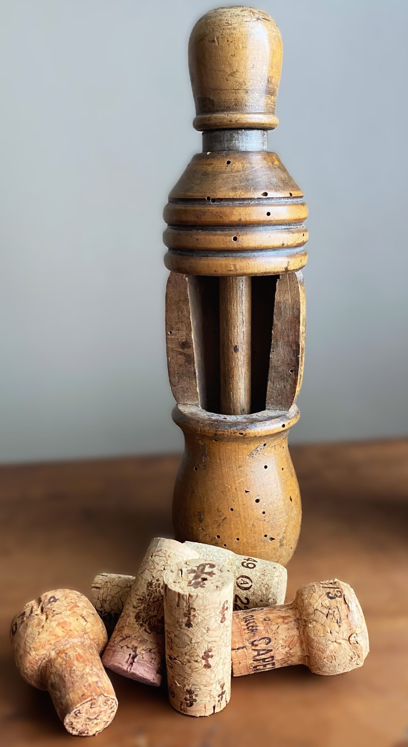 Antieke Franse houten Bouchonneuse - wijnfleskurker uit de 19de eeuw