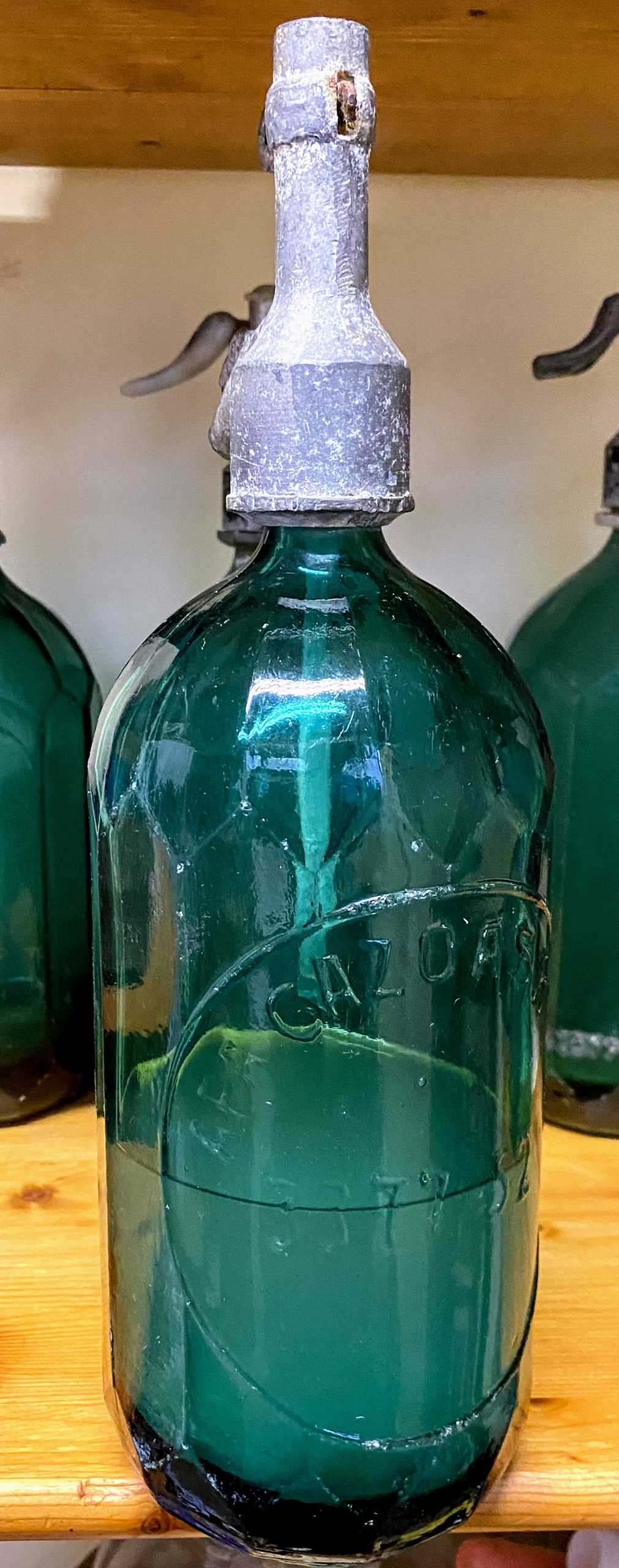 5305516788.jpg Lauriergroene "Romanian Seltzer Bottle" Sifonfles gemerkt – ca. 1950