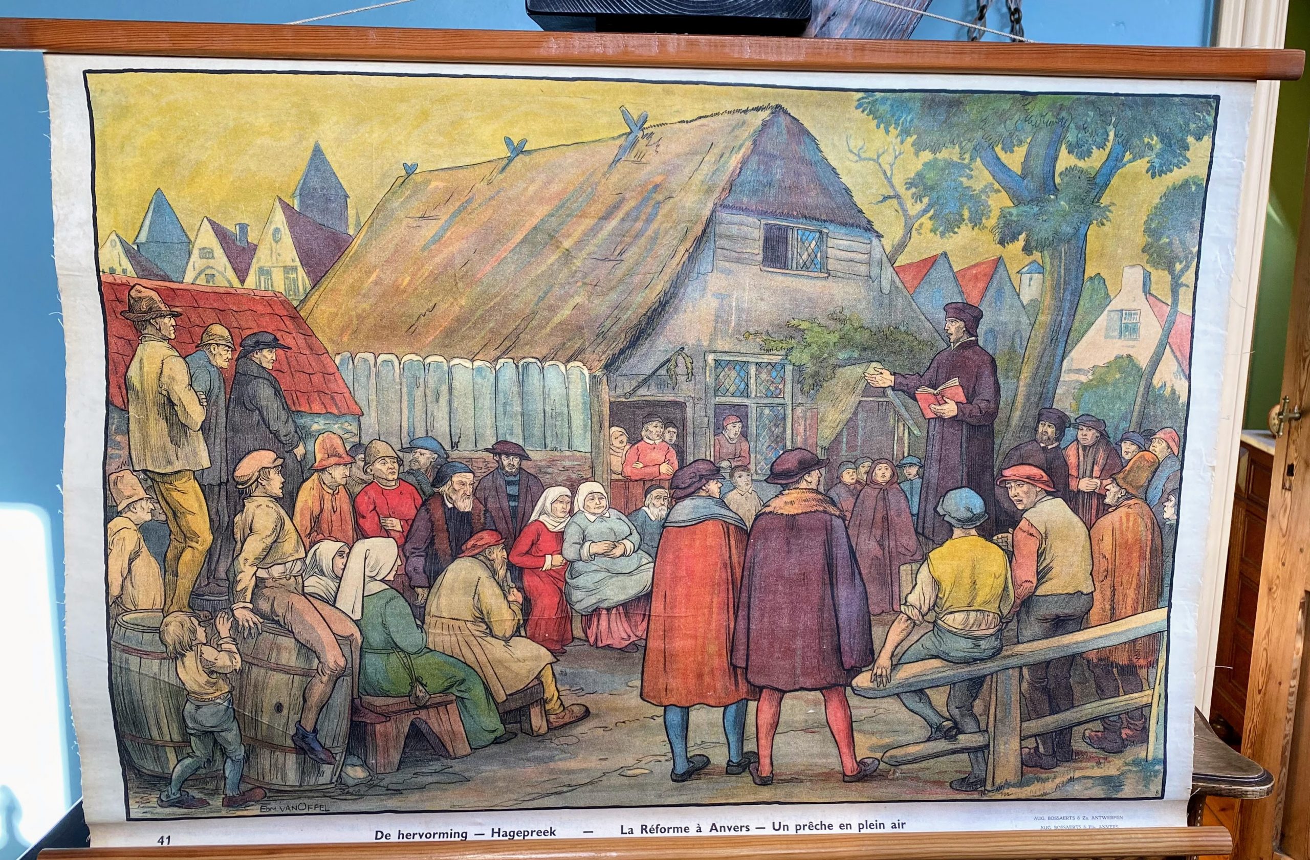 5305516988.jpg 'De hervorming Hagepreek La Reforme a Anvers - Un preche en plein air ' – Educatieve Schoolplaat nr 41 (1925–1931)