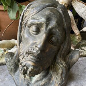 5305517746.jpg Buste van Lijdende Christus in Bronspatine – Gesigneerde E. Siroux , ca. eerste helft 20e eeuw