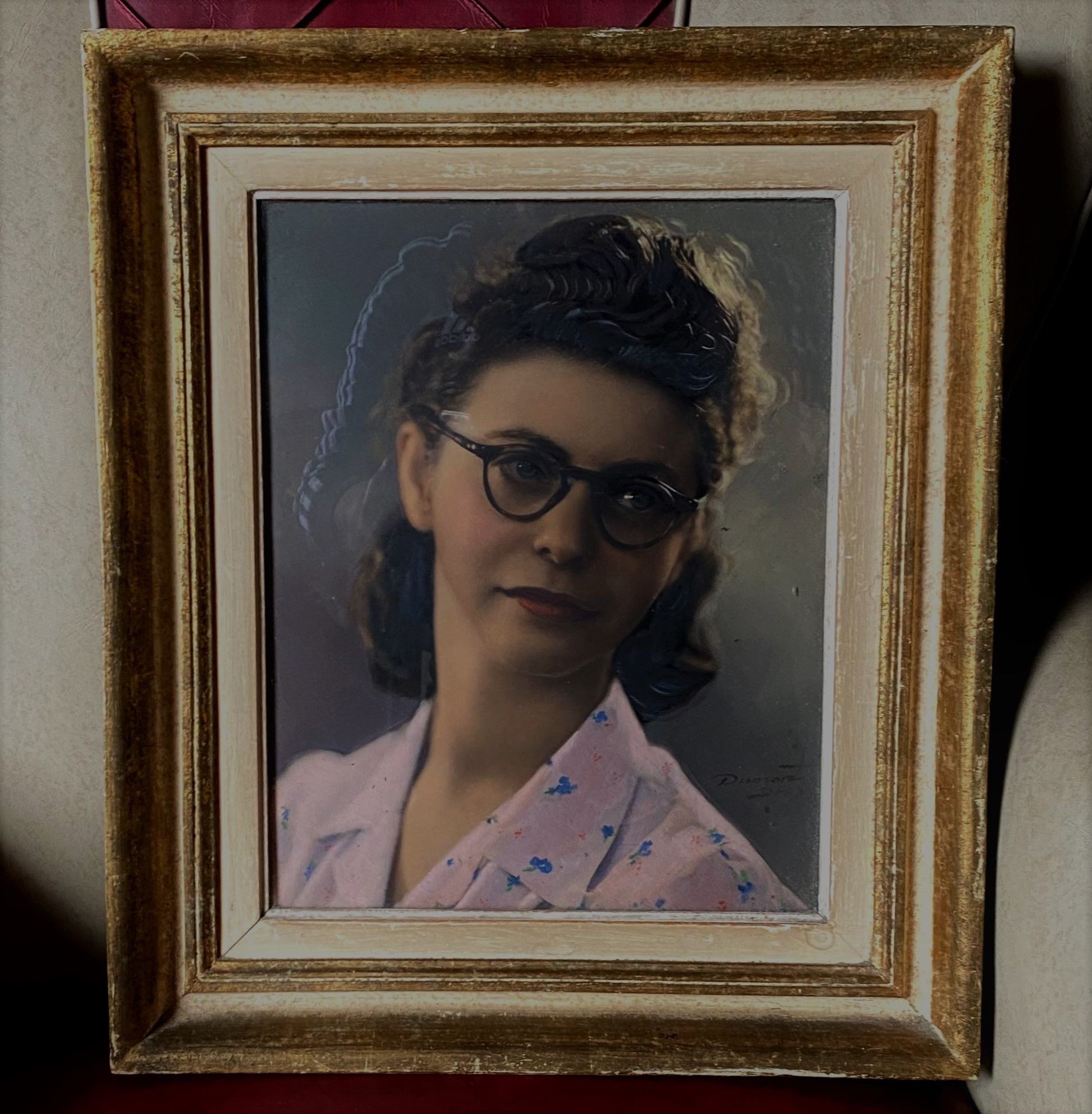 5305519337.jpg Vintage portretfoto jonge vrouw in fotolijst, gesigneerd – Dumon Bruxelles, Jaren ’30–’40