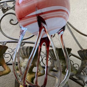 5305519366.jpg Prachtige grote in rood wit glas geblazen siervaas Jellyfish/Octopus Jozefina Krosno Polen