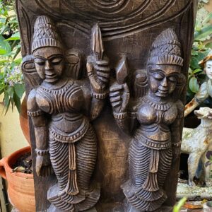 5305520569.jpg Houten Indiaas Paneel Shiva & Parvati – Authentiek Snijwerk met Spirituele Uitstraling