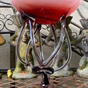 Sculpturale Jozefina Krosno Bordeaux Glazen Kunstschaal – Uniek Pools Meesterwerk