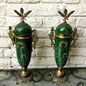 5372928125.jpg Authentiek Belgisch Art Nouveau schouwpaar – sierlijk en zeldzaam
