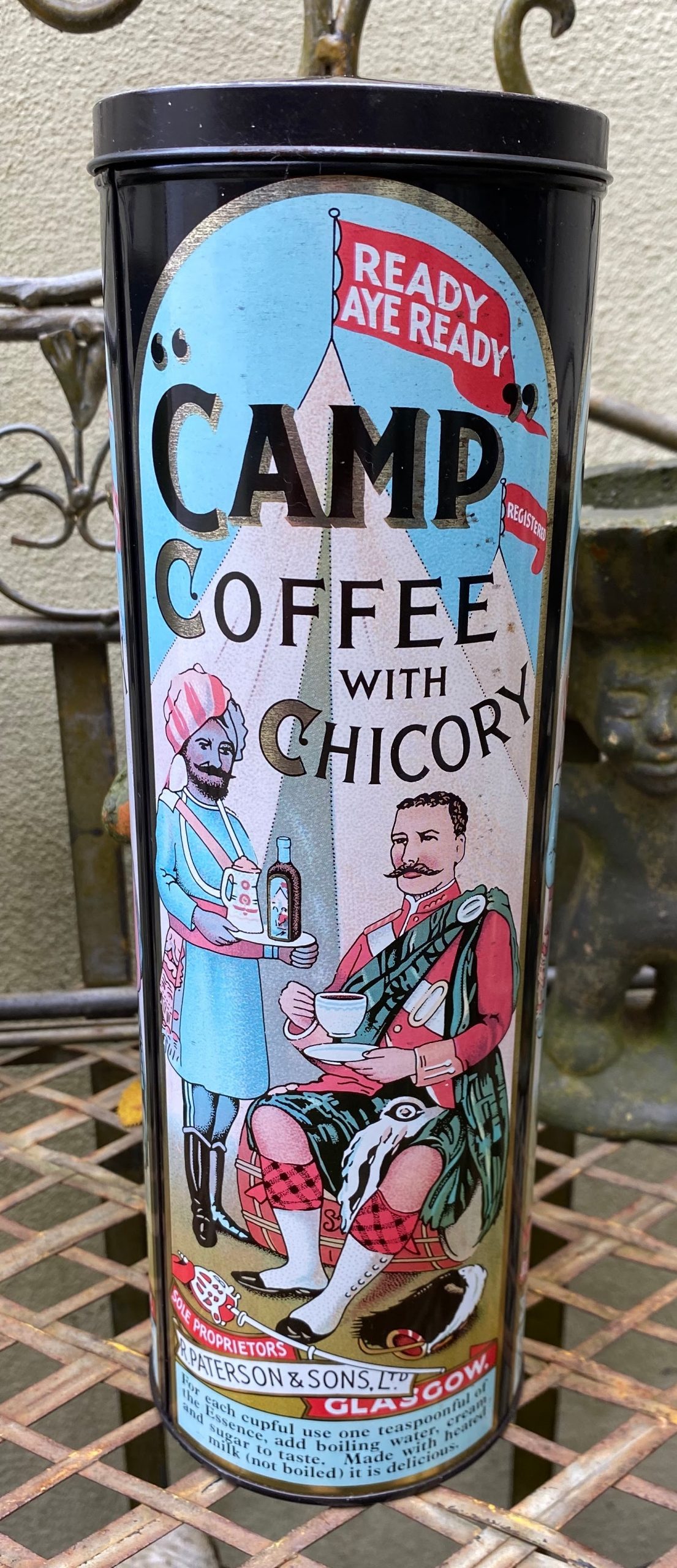 5393138495.jpg Controversieel "Vintage Camp Coffee with Chicory" blik R Paterson and Sons Ltd Glasgow