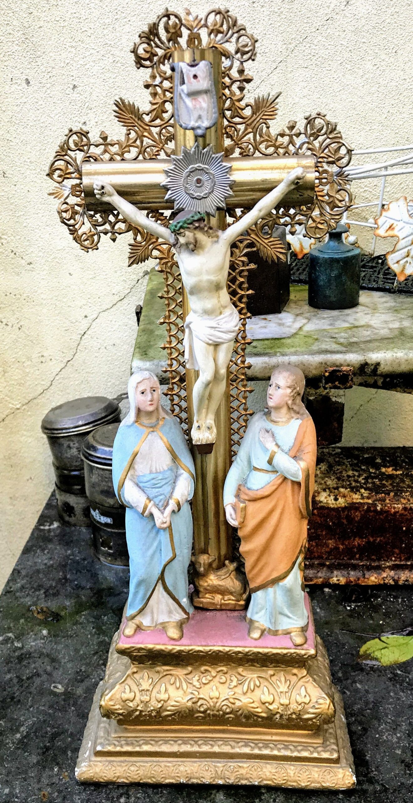 5393143456.jpg Decoratief Vintage Kruisbeeld Calvarieberg