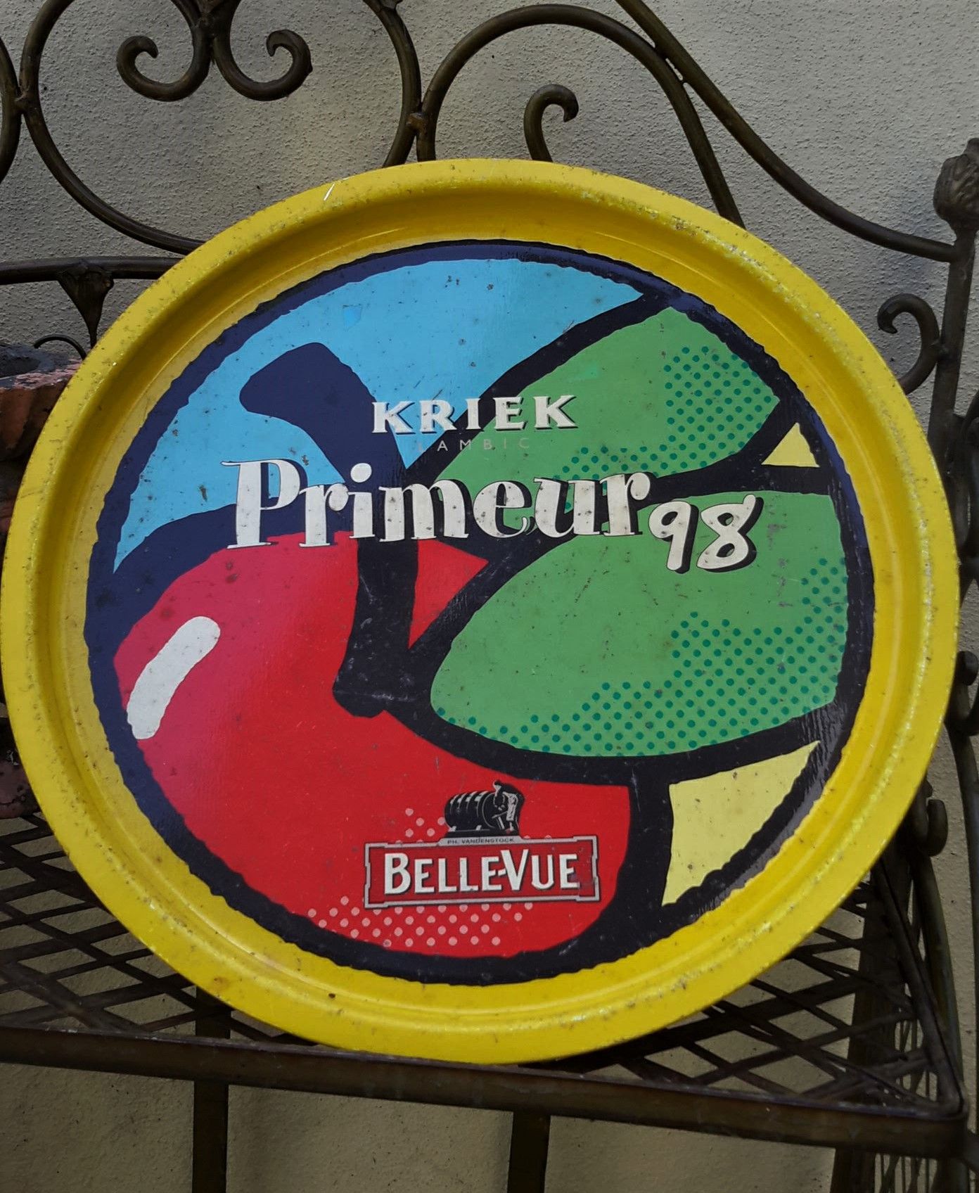 5393145463.jpg Blikken dienblad Geuze Kriek Lambic Belle-Vue primeur 98