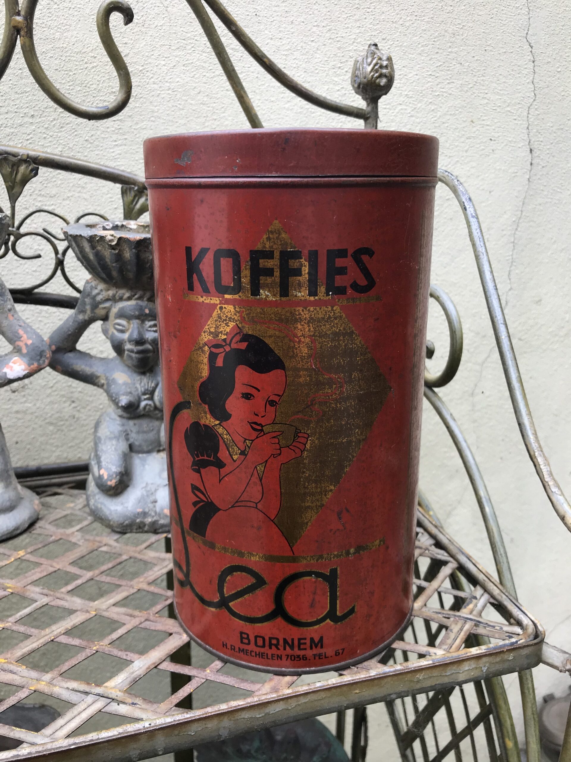 5393146088.jpg Antieke Blikken Koffietrommel Koffiebranderij Lea te Bornem