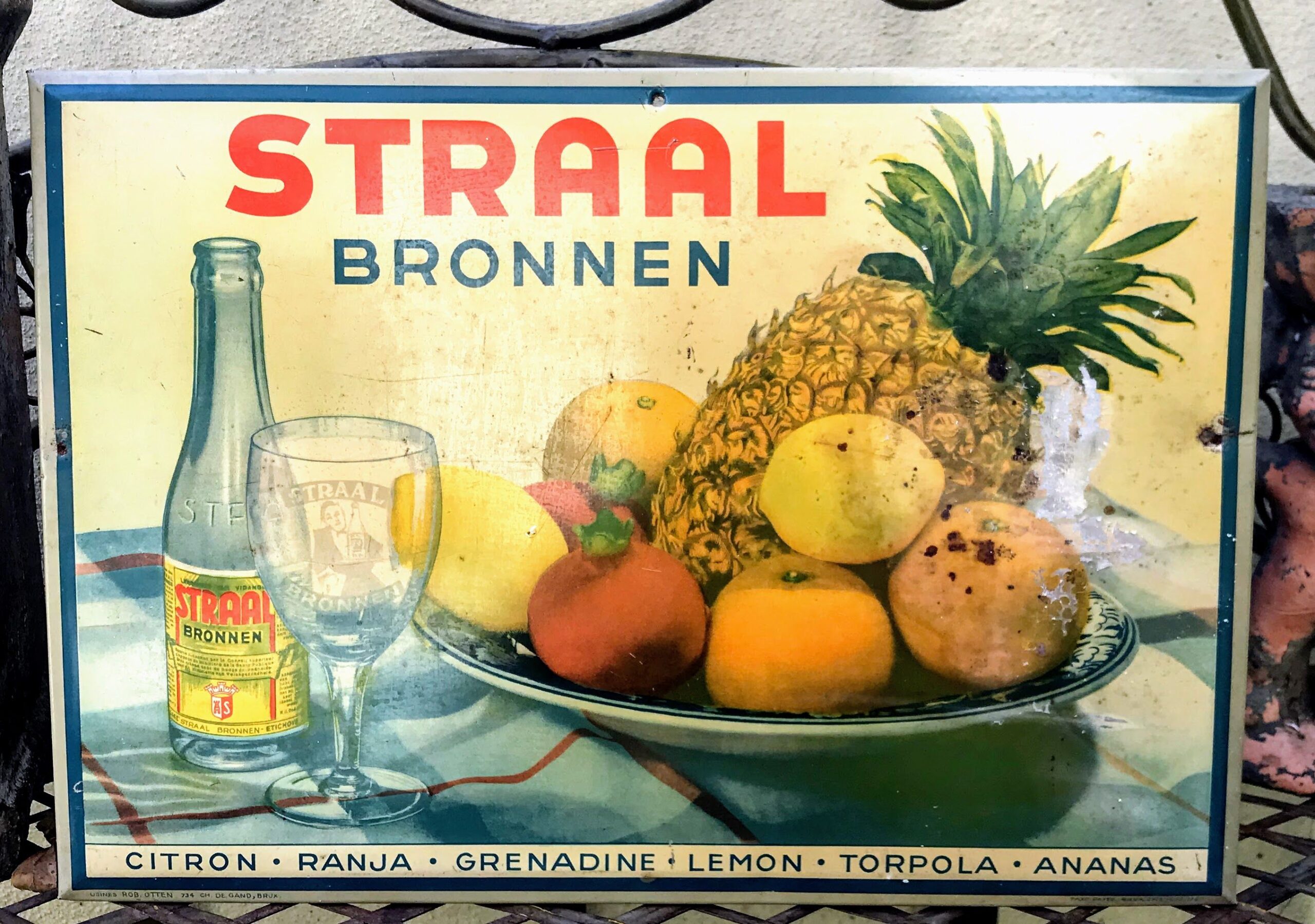 5393149877.jpg Zeldzaam Retro reclamebord Straal Bronnen Maarkedal 1955