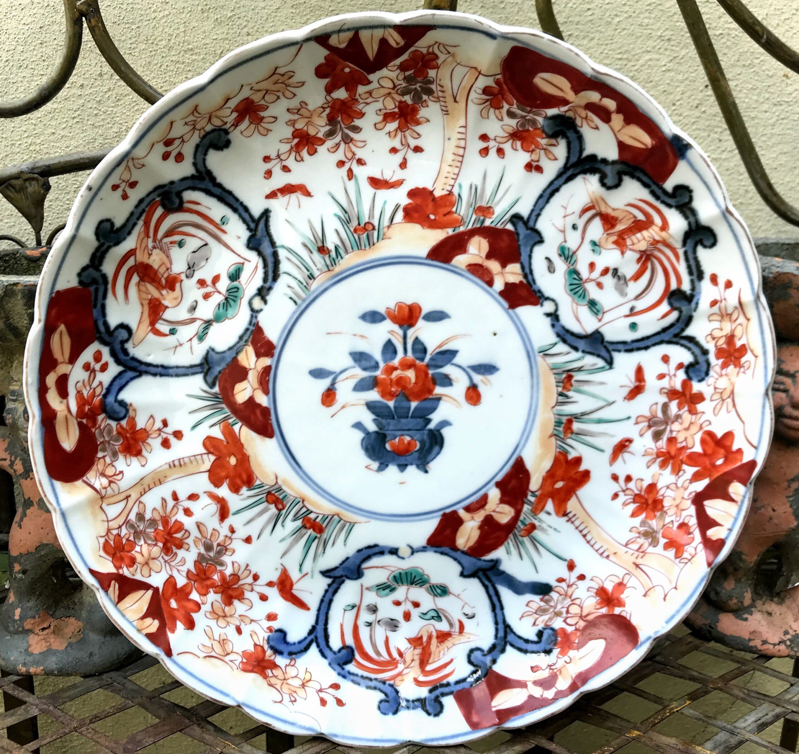 5393151460.jpg Antiek gemarkeerd Imari porseleinen bord - China - Mao Periode