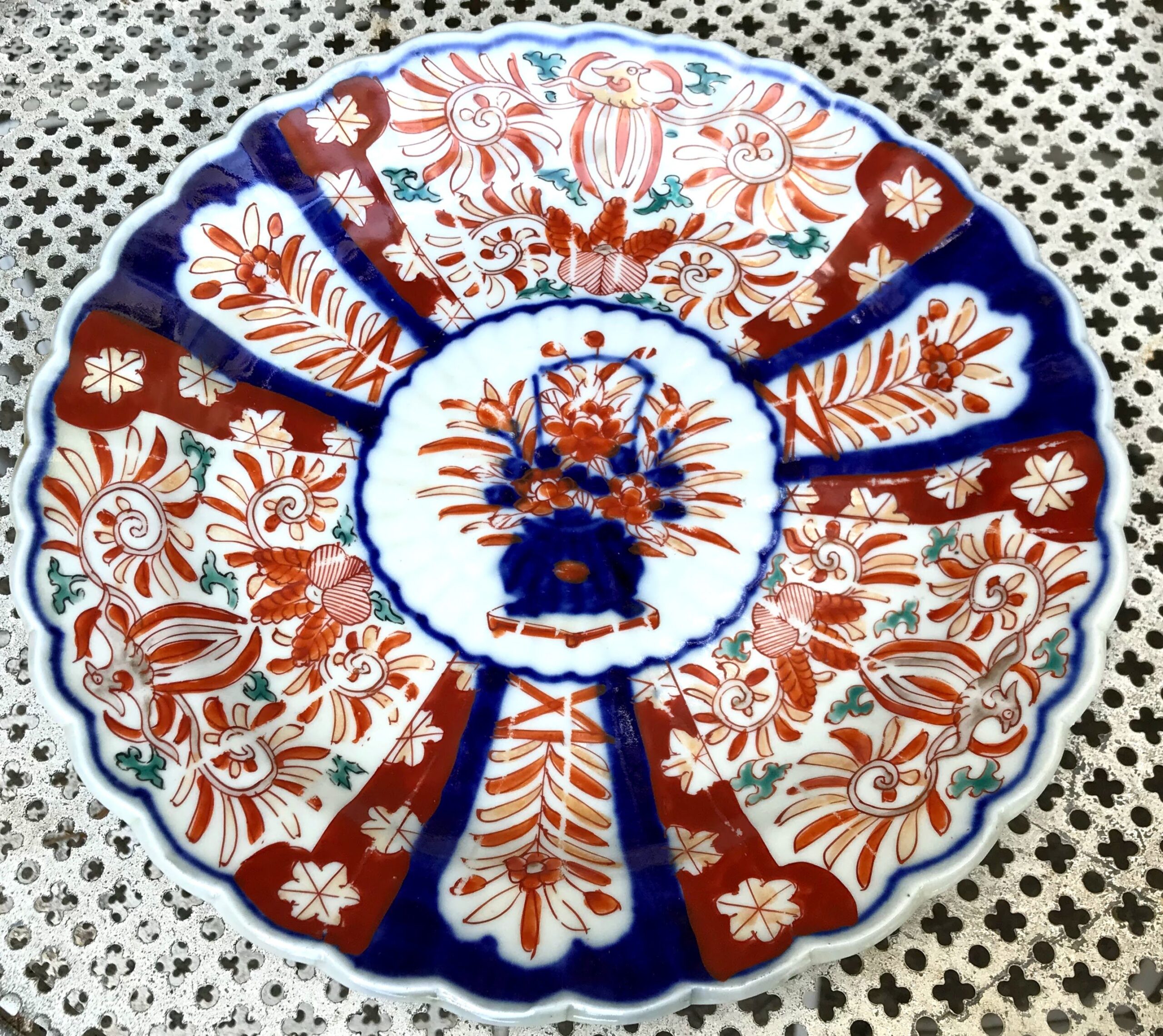 5393152232.jpg Antiek Imari porseleinen bord midden 20ste E Japan