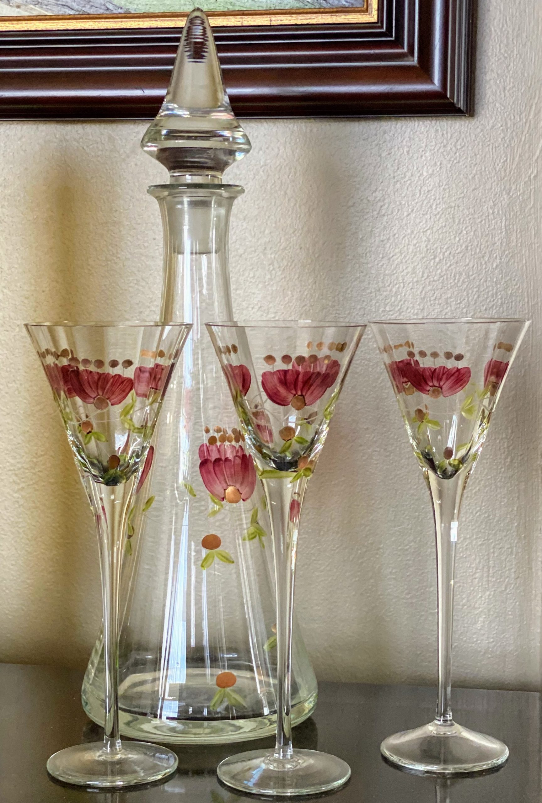 Elegant floraal gedecoreerd Likeurstel Laura Ashley Engeland jaren 60