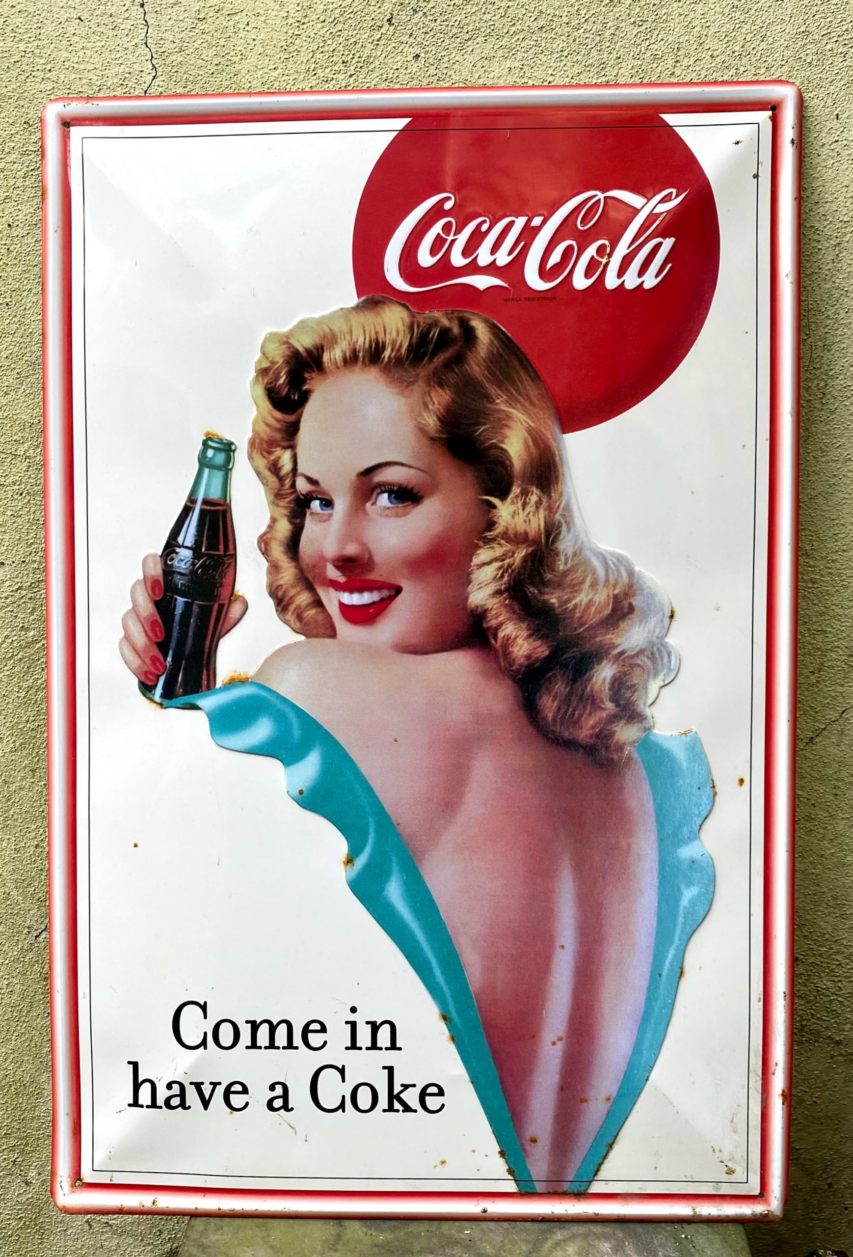 5393160722.jpg Vintage Coca-Cola Pin Up girl metalen reclamebord