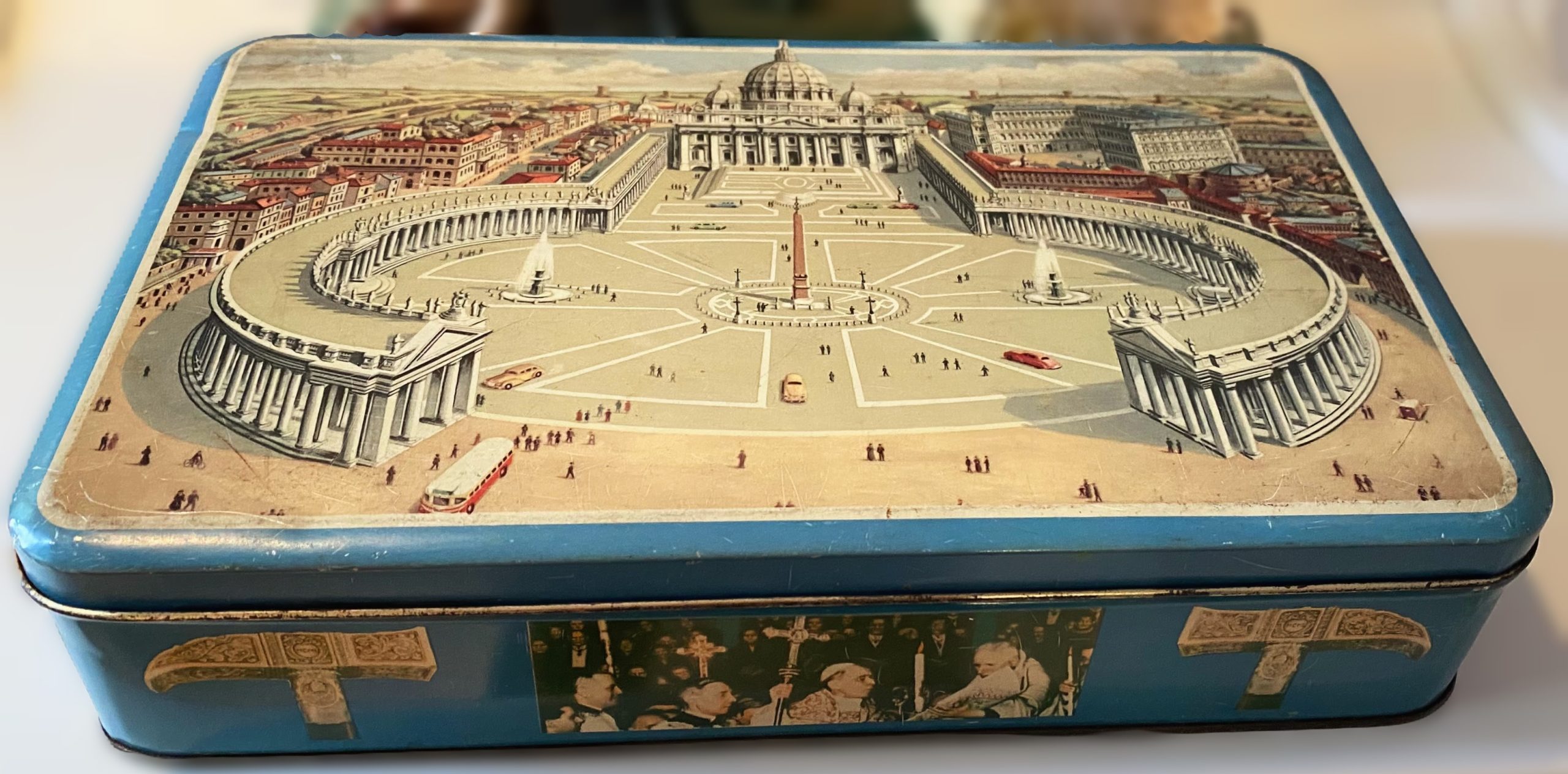 Vintage rechthoekig blik Pontificaat Paus Johannes Pius XII Sint-Pietersplein - Vaticaanstad DBF Belgium