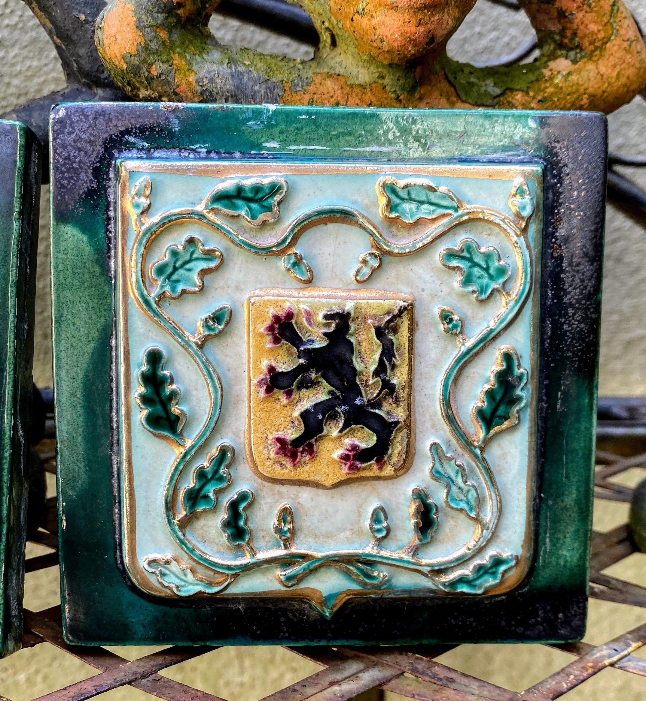 Heraldiek keramische tegel Wapenschild Vlaamse Leeuw van Ceramique Rigo