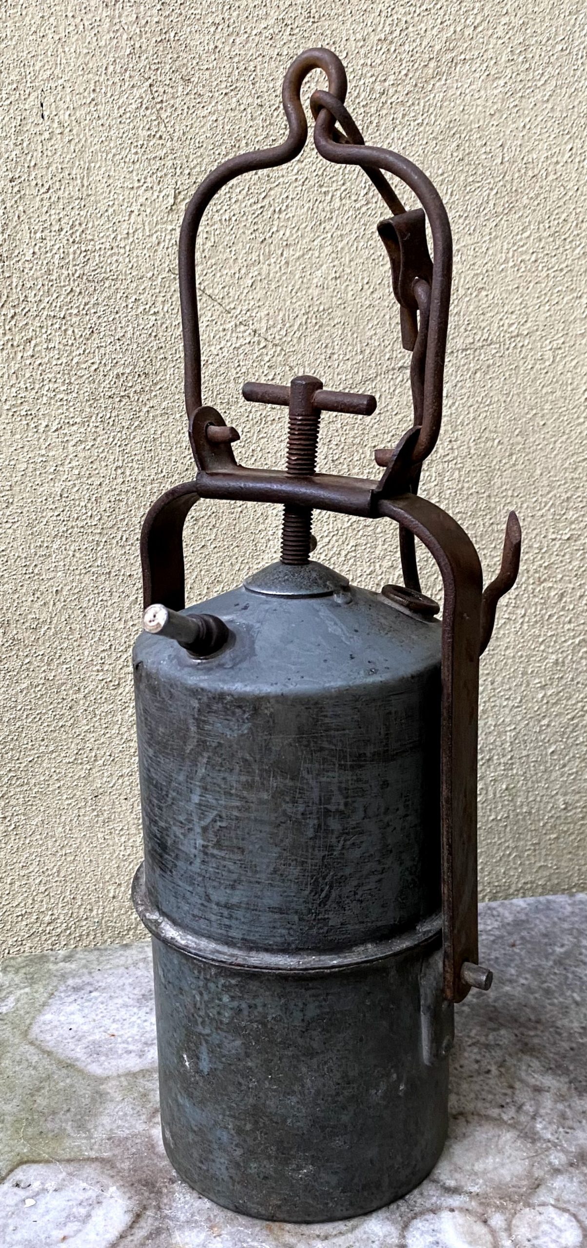 Vintage Franse Acetyleen Mijnwerkerslamp begin 20ste eeuw