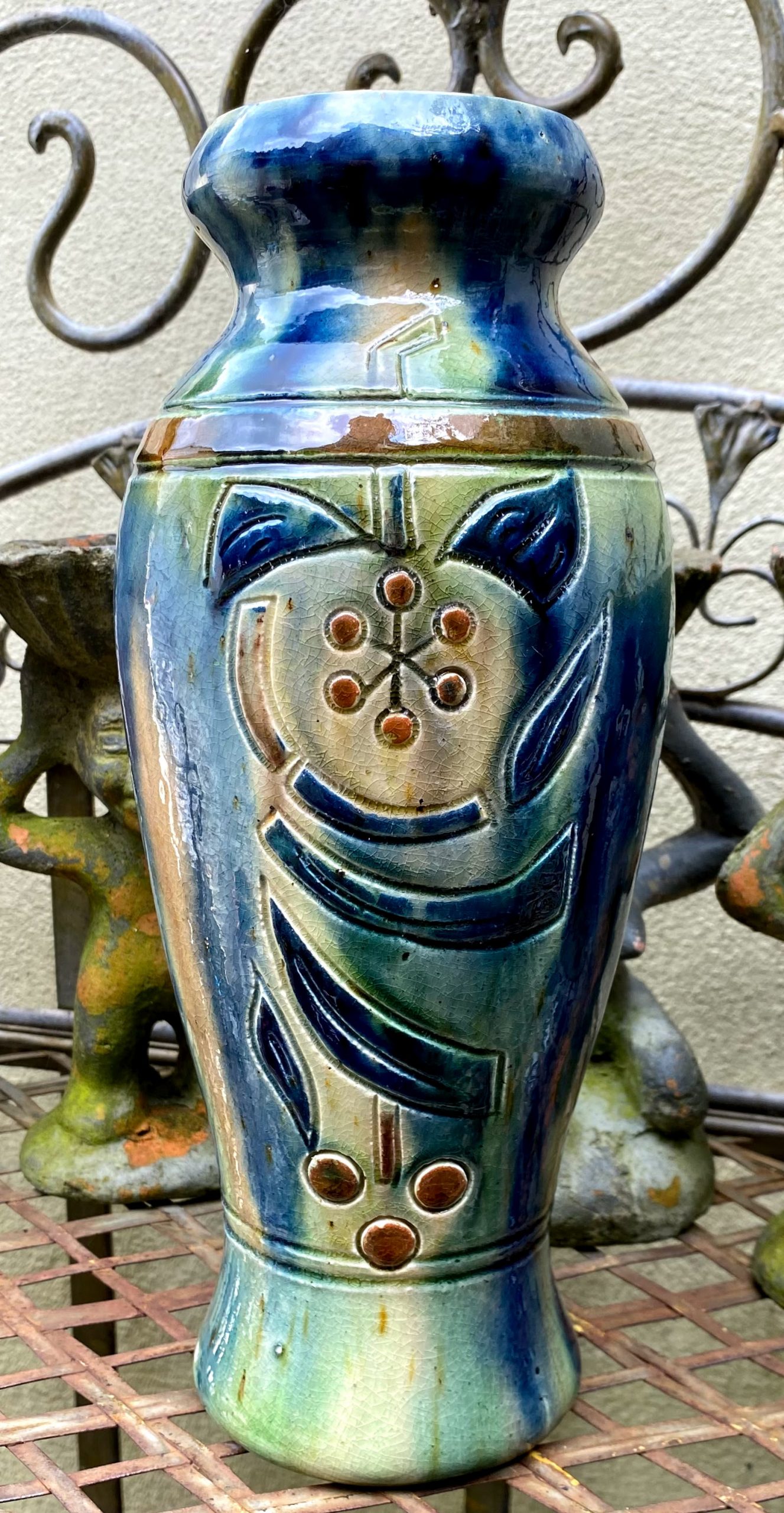 Stijlvolle vaas Art Nouveau Vlaams aardewerk