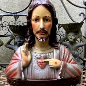 Brocante Heilig Hart Buste van Jezus Christus getekend G Carli