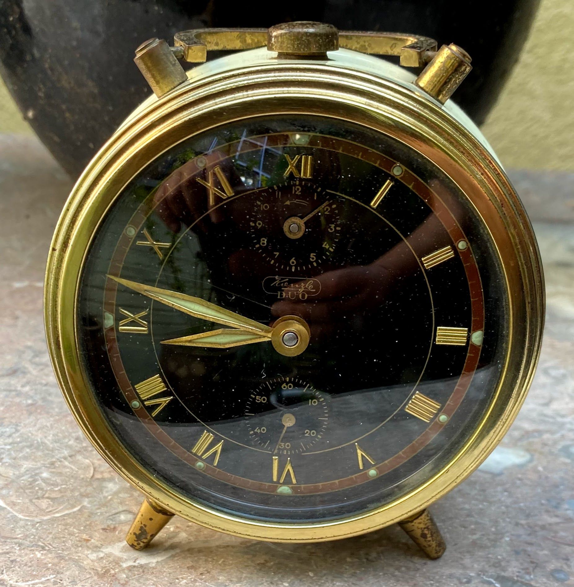 5393168305.jpg Prachtige witte Art-deco "Kienzle duo" alarmklok