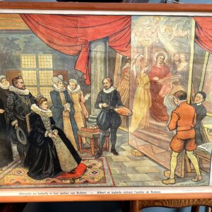 Educatieve oude schoolplaat nr 50: Albrecht en Isabella in het werkhuis van Rubens