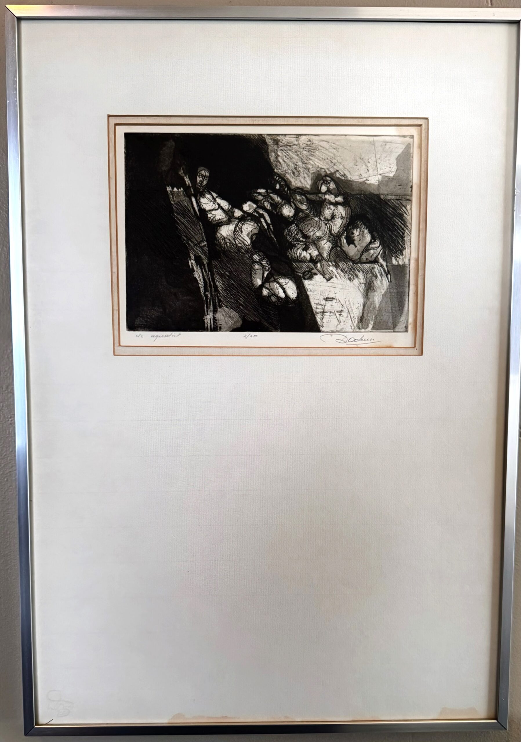 Mysterieus Stilzwijgen – Abstracte aquatint, vermoedelijk Dodeux (2/20, ca. 20e eeuw)