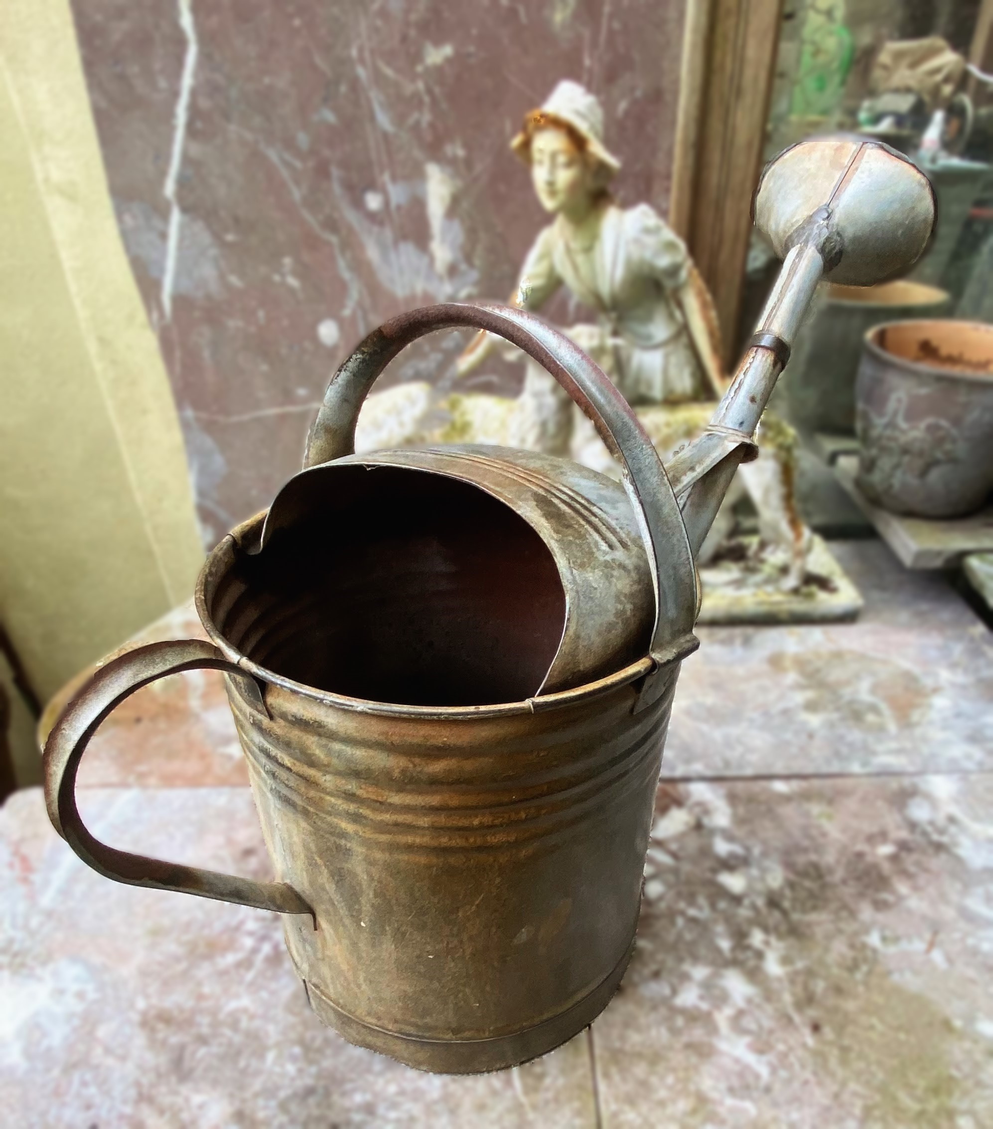5443803338.jpg Oude Franse landelijke brocante zinken gieter – Frankrijk, jaren ’30