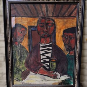5446600767.jpg Expressief‑primitief schilderij met aardse tinten – W. Vanhaelewyn (ca. 20e eeuw)