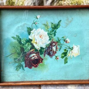 5453165080.jpg Elegant handgemaakt dienblad met een prachtig decoratief tafereel van bloemen – jaren 1930