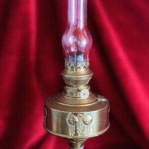 5455934125.jpg Authentieke geelkoperen Belgische Art Deco olielamp Lempereur en Bernard – eind 19e eeuw