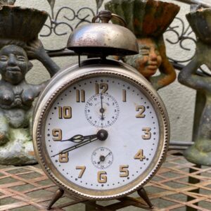 5458899316.jpg Duitse verchroomde Junghans mechanische wekker – ca. 1950