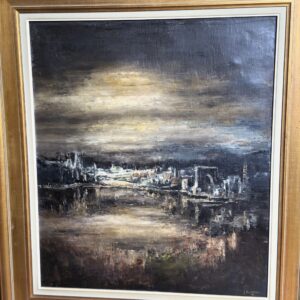 ​Olieverfschilderij van E. Ketsman – Expressionistisch Stadsgezicht met Impasto (1974)