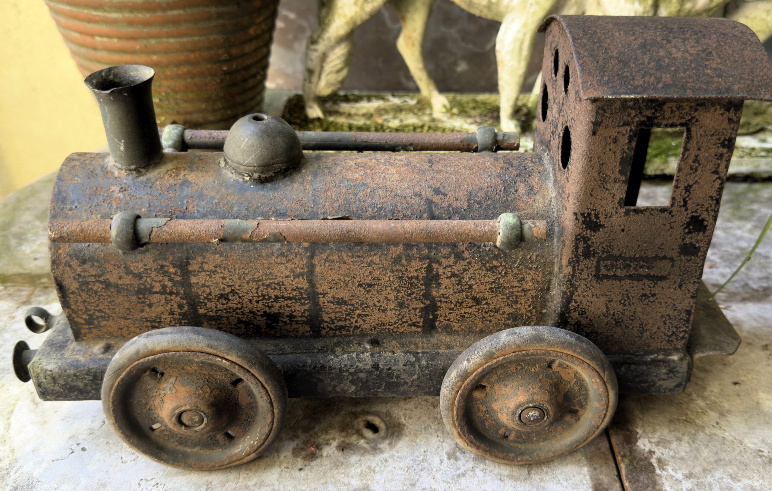 5758852174.jpg Antieke Industriële Stoomlocomotief No. 4675 – Handgesmeed Metaal – 1920