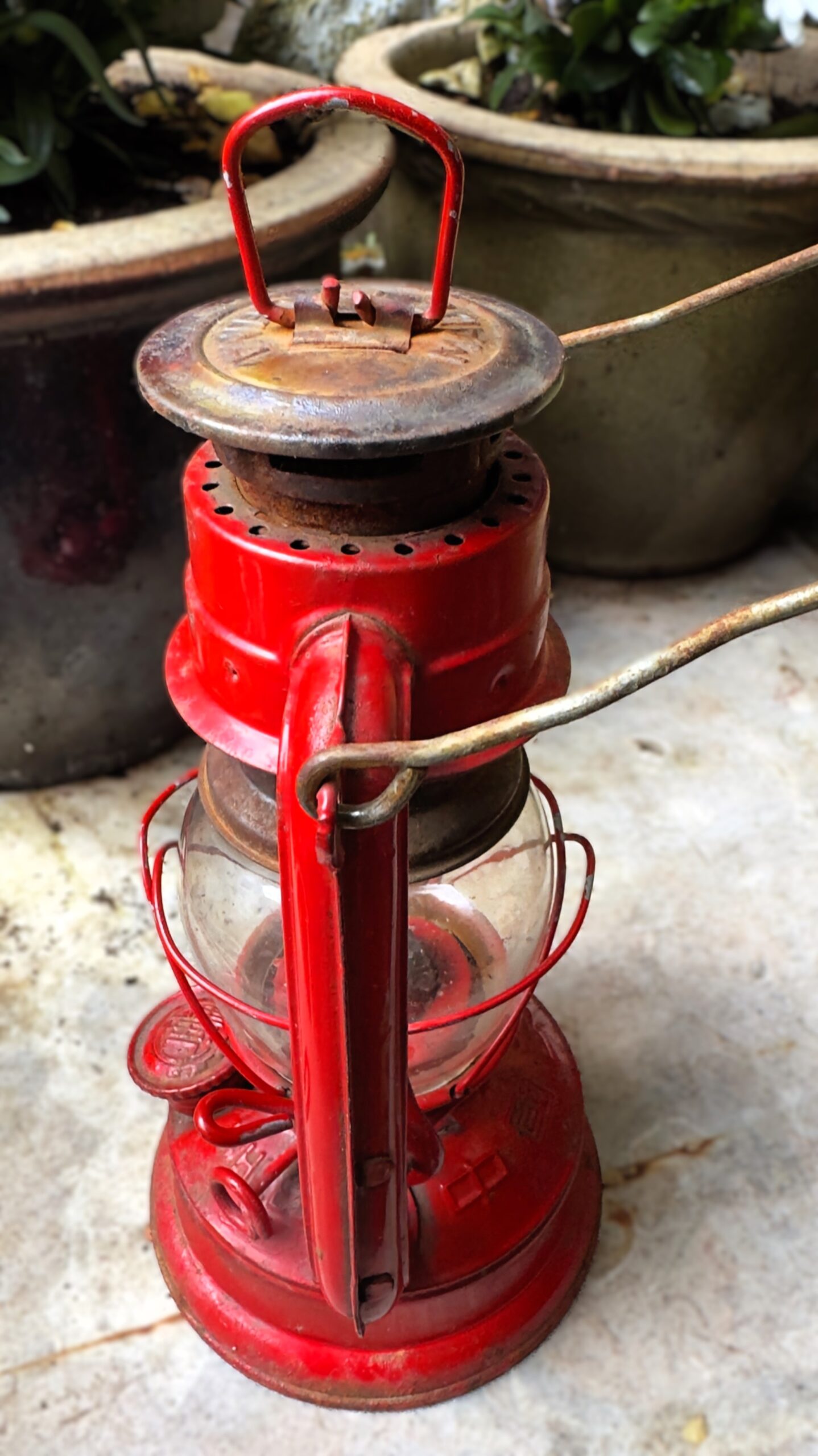 5816806887.jpg Kleine Rode Chinese Petroleum Lamp – ca. 1970