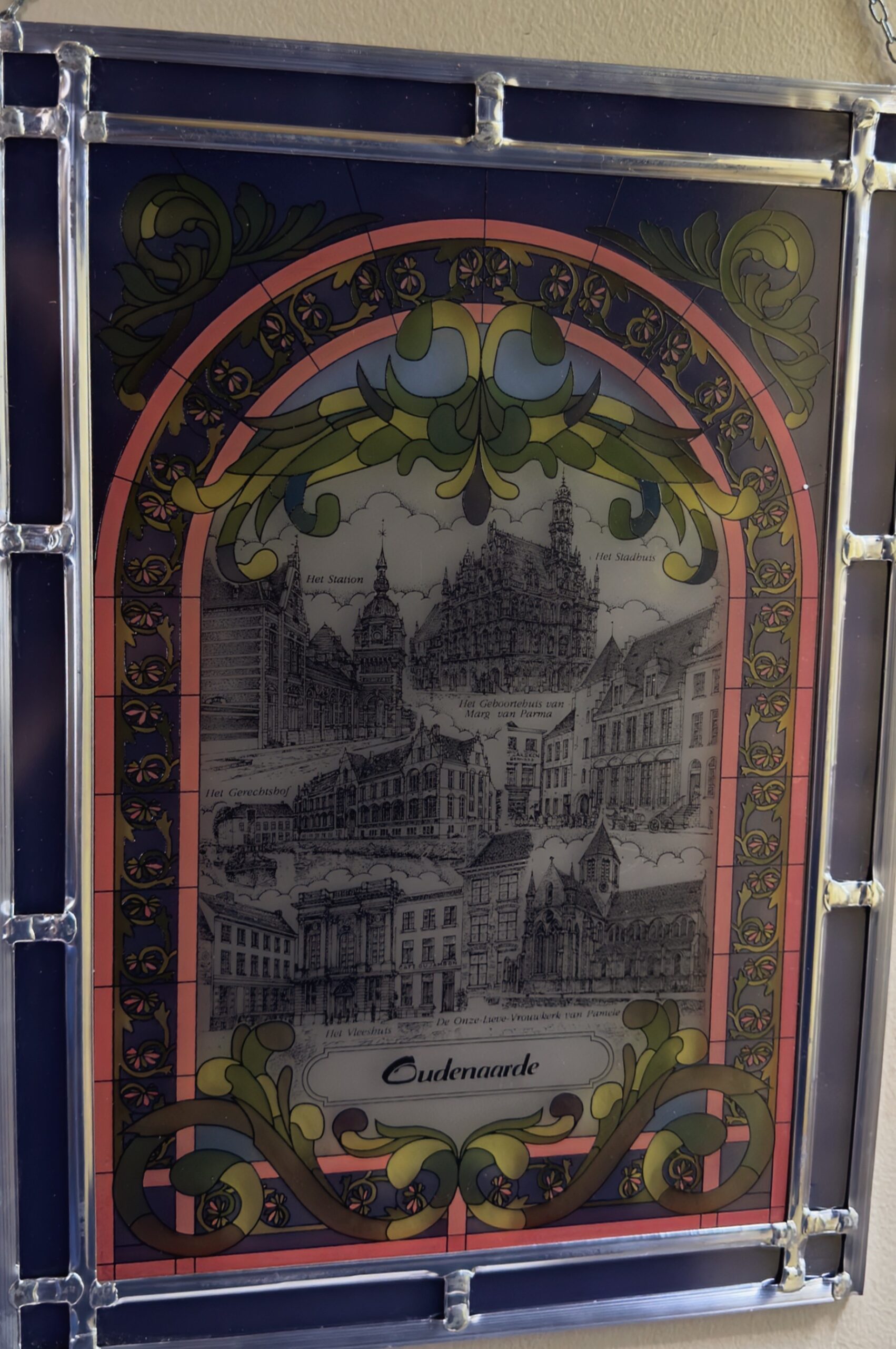 Uniek en gecertificeerd Decor Art Glas-in-Lood Paneel Oudenaarde – ca. 1980-2000