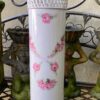 Antieke Duitse Max Roesler cilindervaas – porselein met netrand en rozenvolants | Antique German Max Roesler porcelain cylinder vase – reticulated rim & rose volants, c.1894–1921