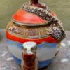 Antique Satsuma Moriage teapot – Geisha with shamisen & dragon head, Japan, c.1930 (13) Antieke Satsuma Moriage theepot – Geisha met shamisen & drakenkop, Japan | Antique Satsuma Moriage teapot – Geisha with shamisen & dragon head, Japan, c.1930