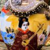 Antique Satsuma Moriage teapot – Geisha with shamisen & dragon head, Japan, c.1930 (15) Antieke Satsuma Moriage theepot – Geisha met shamisen & drakenkop, Japan | Antique Satsuma Moriage teapot – Geisha with shamisen & dragon head, Japan, c.1930