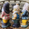 Antique earthenware garden gnomes with faded paint – ca. 1950 (13) Antieke aardewerken tuinkabouters met vervaagde verflaag – Antique earthenware garden gnomes with faded paint – ca. 1950